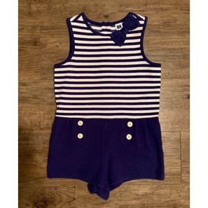 Janie and Jack Sailor Romper Navy & White Stripe